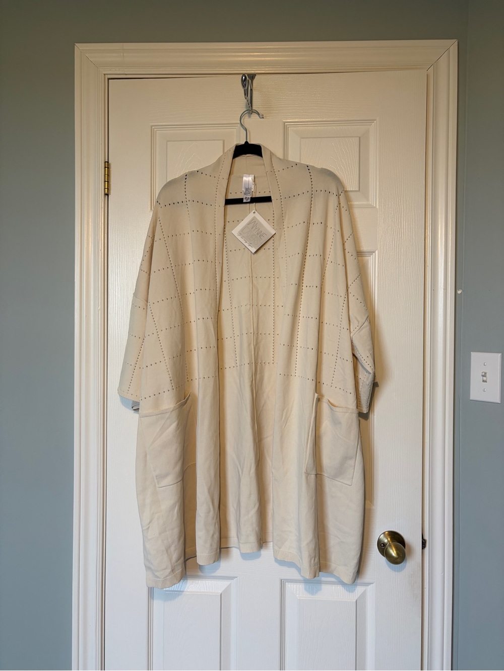 🔥🆕🔥 MarlaWynne WynneLayers Pointelle Grid Cardigan Ivory 1X NWT